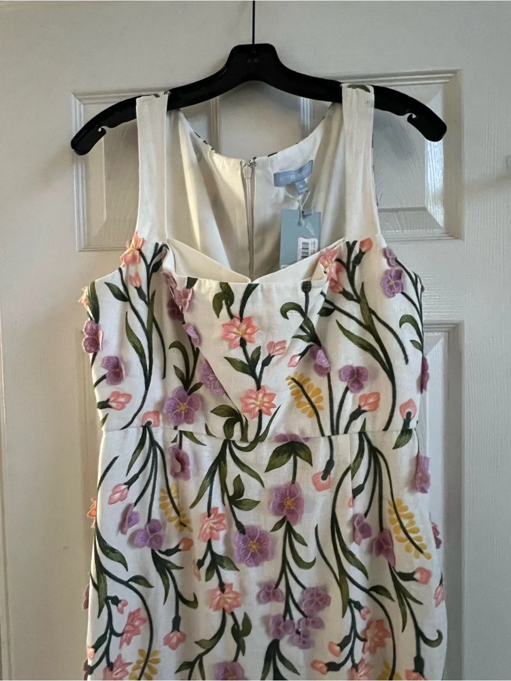 ANTONIO MELANI Cream Floral Embroidered Midi Dress